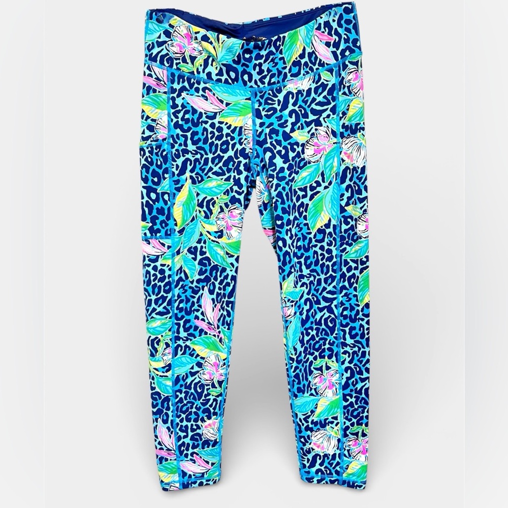 Lilly Pulitzer Luxletic Weekender Leggings SzM Turquoise Hot On The Spot
